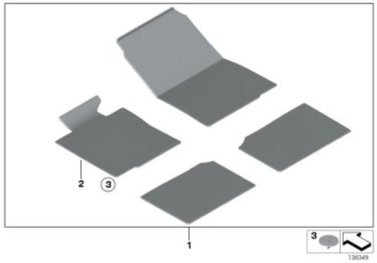 BMW Genuine 1x Front Right Floor Mat Velour Carpet Anthracite O/S