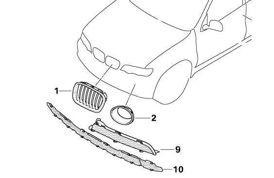 BMW Genuine Front Left Bumper Grille Panel Trim Titanium - Image 2