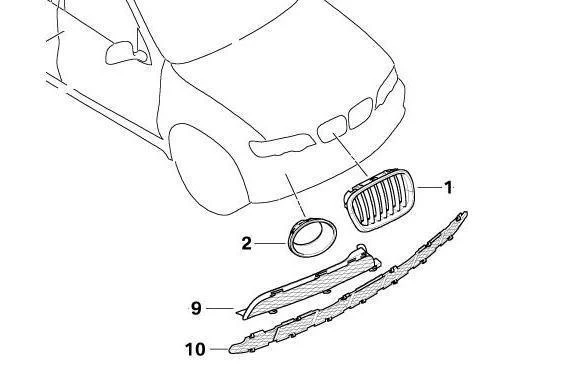 BMW Genuine Front Right Bumper Grille Panel Trim Titanium - Image 2