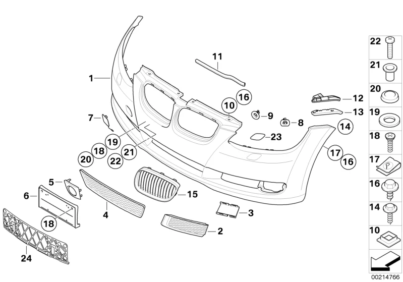 BMW Genuine Front Trim Open Grid Bumper Grille Centre - Grey - Image 2