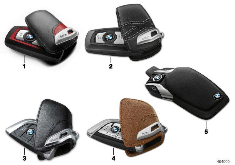 BMW Genuine Key Fob Case With Stainless Steel Chrome Clip Mocha