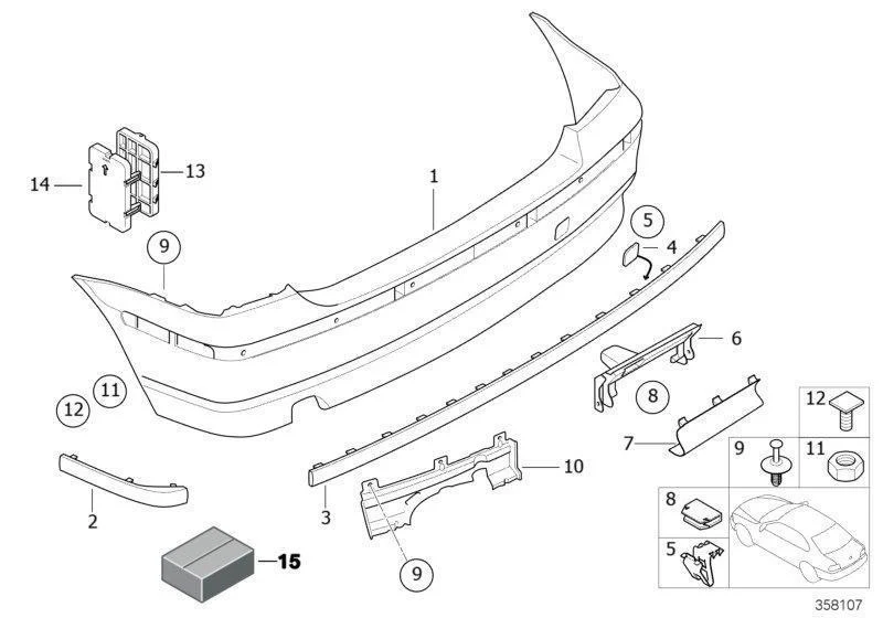 BMW Genuine Rear Bumper Cover Tow Eye Flap Primed