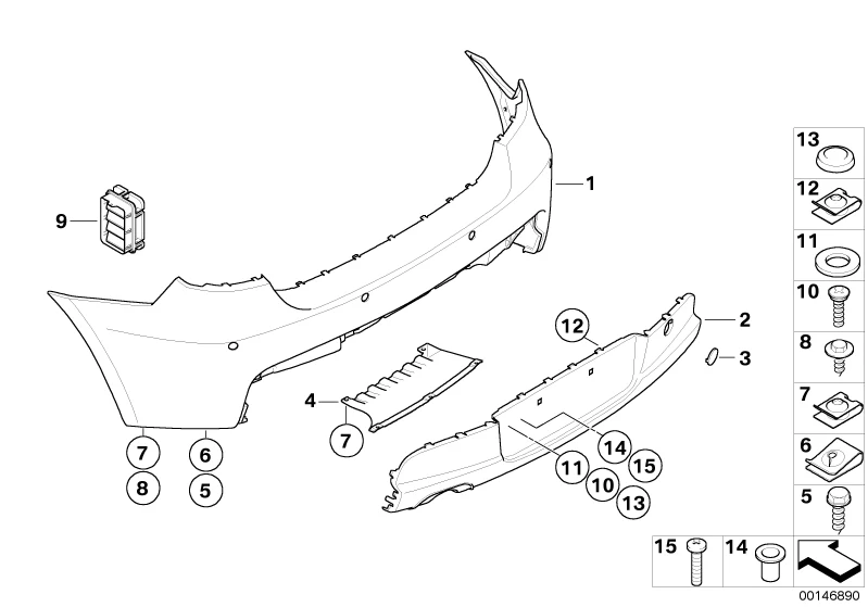 BMW Genuine Rear Bumper Towing Eye Cover Cap Flat - Image 2