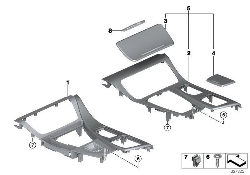 BMW Genuine Right Centre Console Cover Panel Hexagon Aluminium
