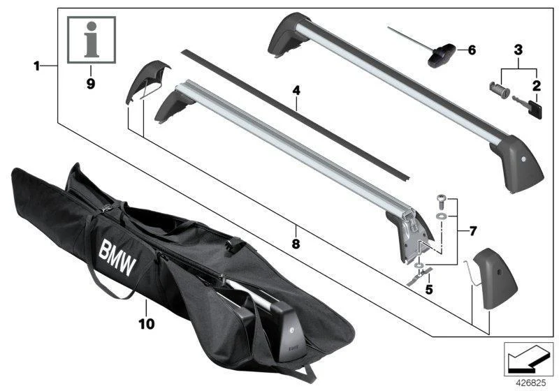 BMW Genuine Roof Rack Carrier Gutter Protector GEN2