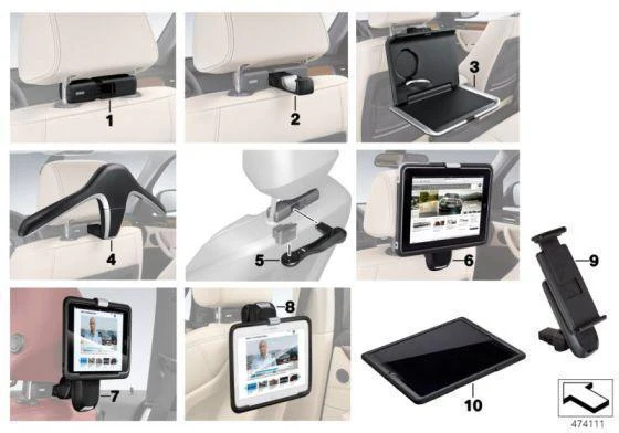 BMW Genuine Samsung Galaxy Tab 3 4 Headrest Holder Cradle Mount