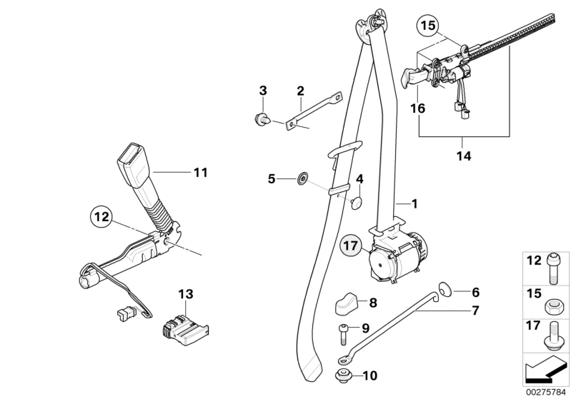 BMW Genuine Seat Belt Extender Hand Arm Right O/S Driver Side