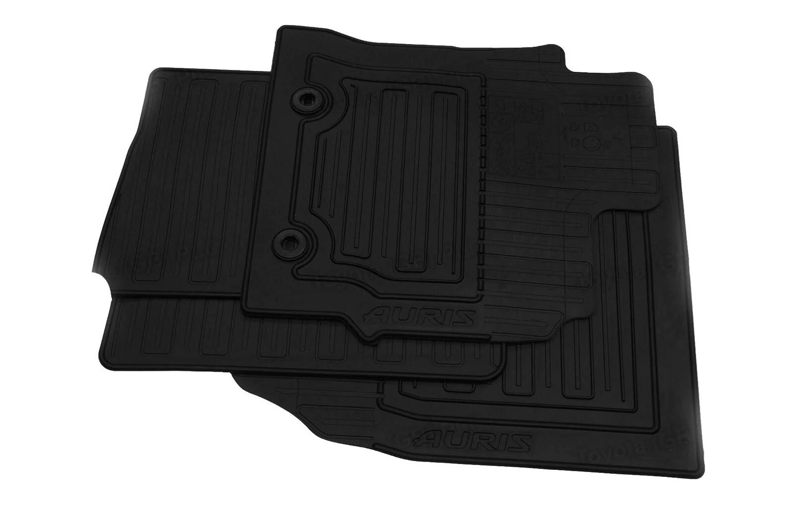 Toyota Black Rubber Floor Mats Full Set - Auris - Image 2