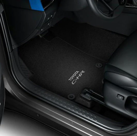 Toyota Front & Rear Carpet Floor Mats Black W/Logo -C-HR Hybrid 2WD