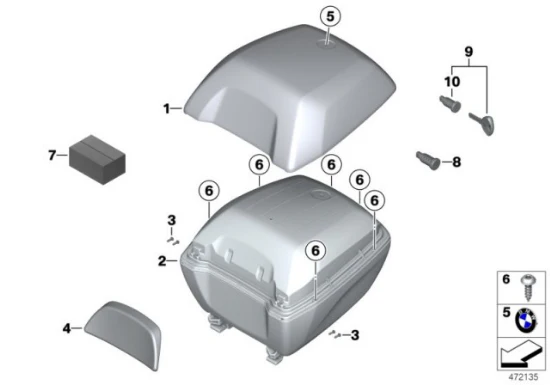 Genuine BMW Motorrad 30L Top Case Box Cover Lid Racing Red S1000XR - Image 4