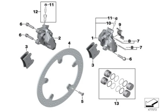 Genuine BMW Motorrad Front Brake Pads Set F800 GT R nineT Scrambler 34117696593