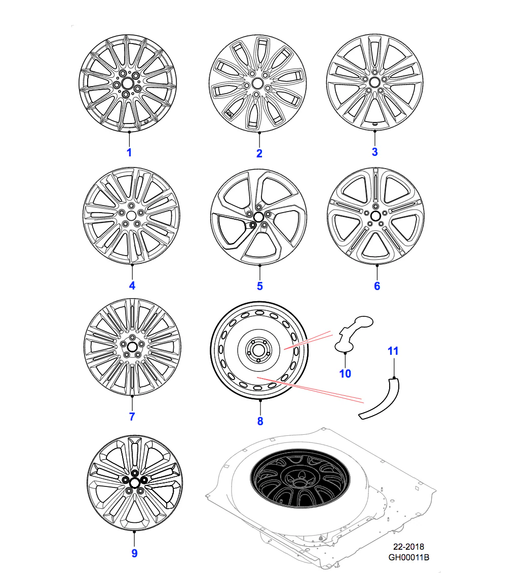 Jaguar Alloy Wheel 18" Vortex, 10 spoke, with Silver finish - Image 2