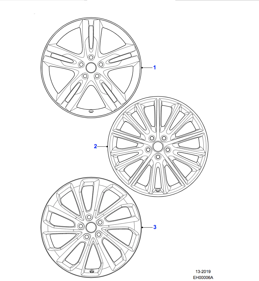 Jaguar Alloy Wheel 19" Style 1015, 15 spoke, Black Diamond Turned finish, Rear - Image 2