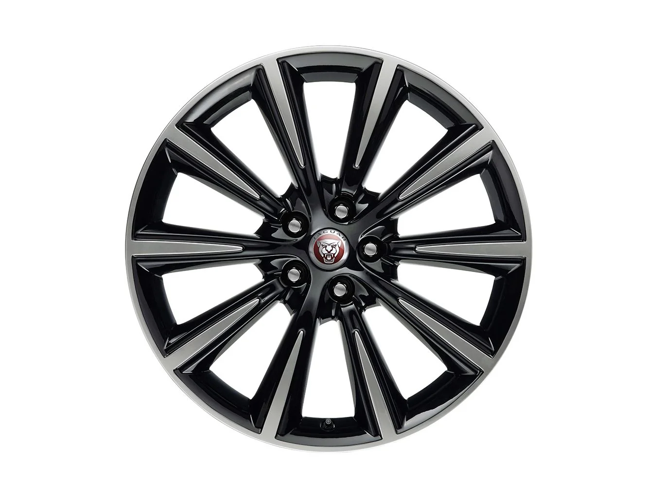 Jaguar Alloy Wheel 19" Style 1026, 10 spoke, Gloss Black Diamond Turned finish, Front