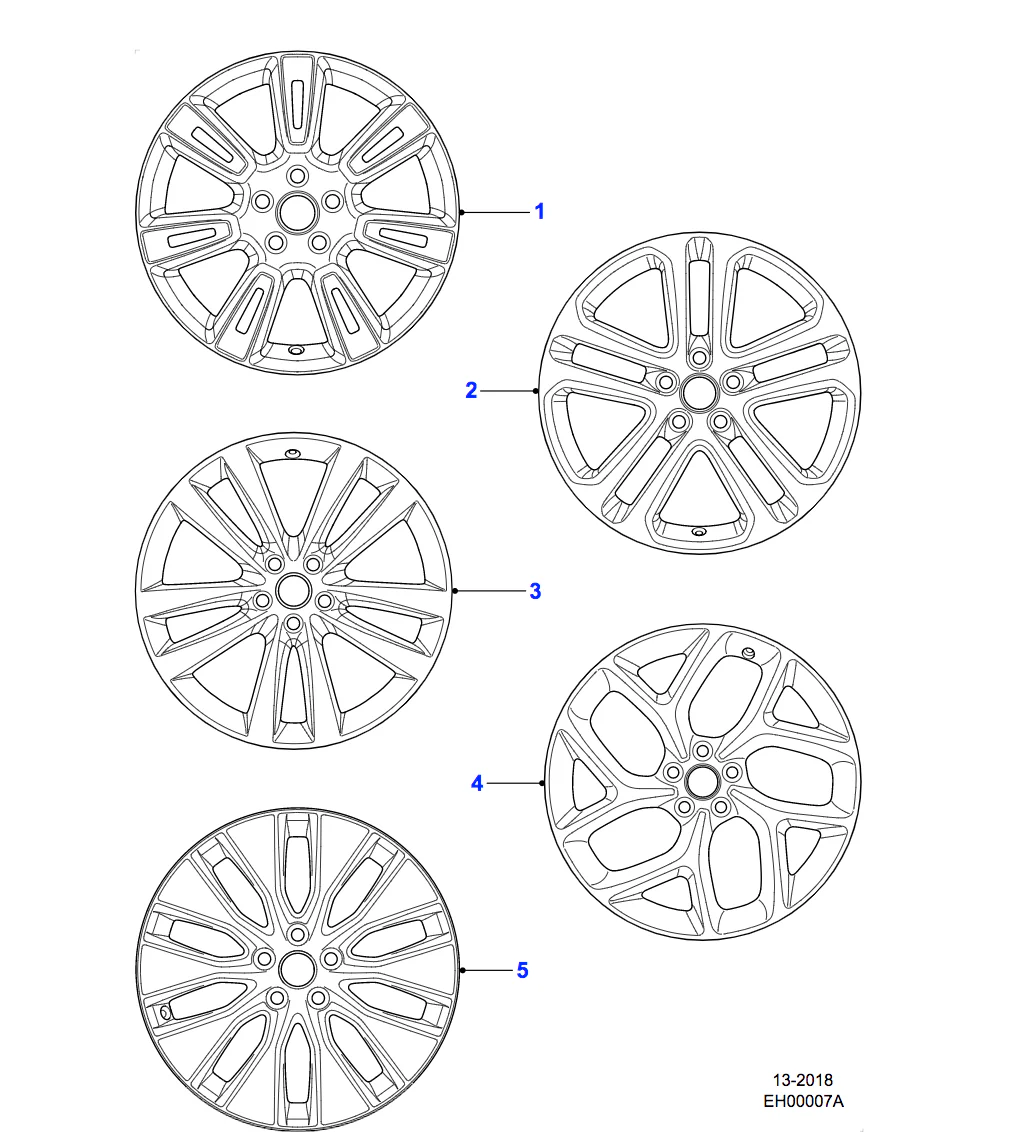 Jaguar Alloy Wheel 19" Style 5031, 5 split spoke, Gloss Black, Front - Image 2