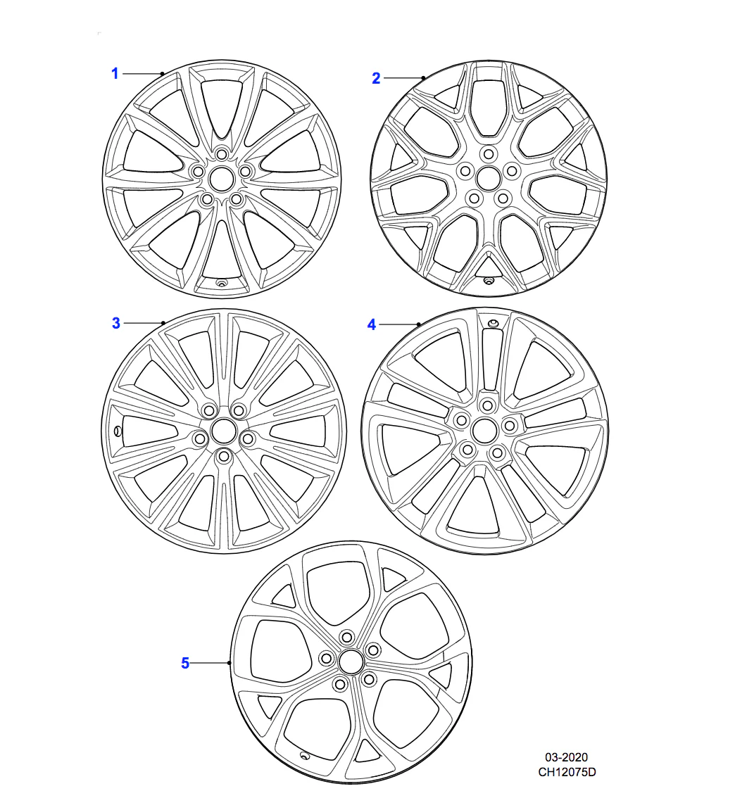 Jaguar Alloy Wheel 19" Style 5058, 5 split spoke, Technical Grey Diamond Turned finish, Front - Image 2
