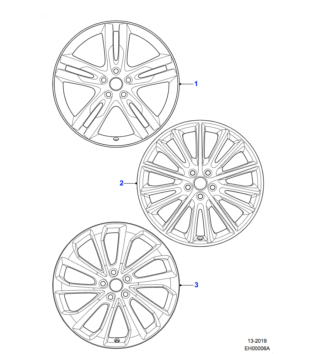 Jaguar Alloy Wheel 19" Style 5071, 5 split spoke, Silver, Rear - Image 2