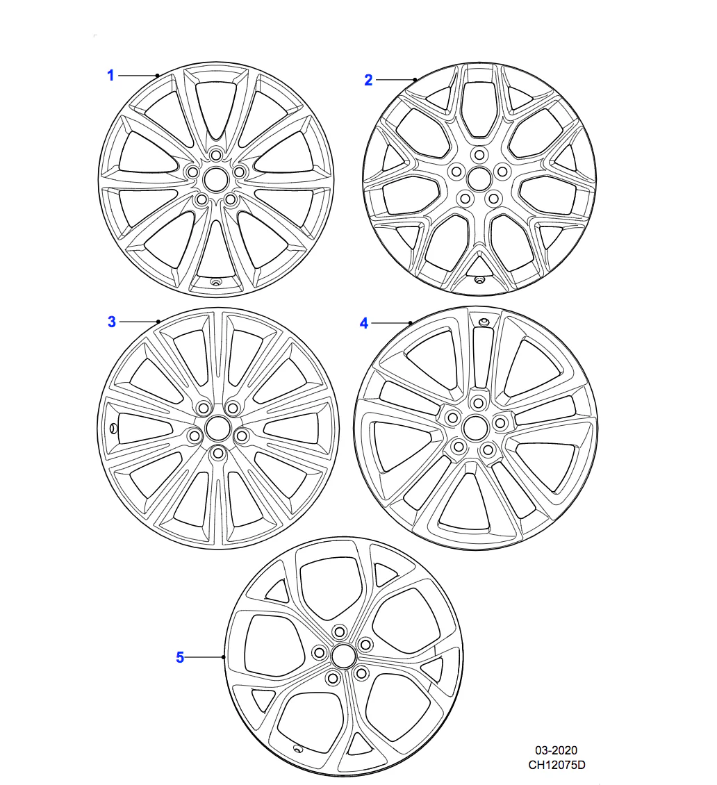 Jaguar Alloy Wheel 19" Style 7013, 7 split spoke, Rear - Image 2
