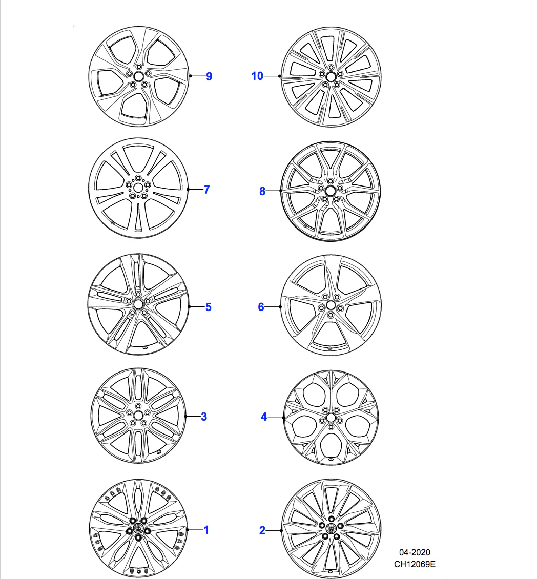 Jaguar Alloy Wheel 20" Style 1025, 10 spoke, Rear - Image 2