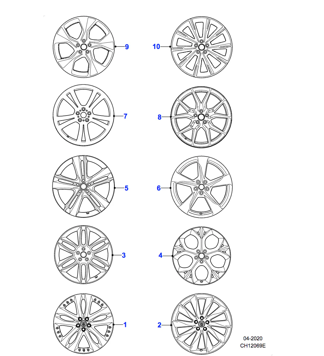 Jaguar Alloy Wheel 20" Style 5039, 5 split spoke, Front - Image 2
