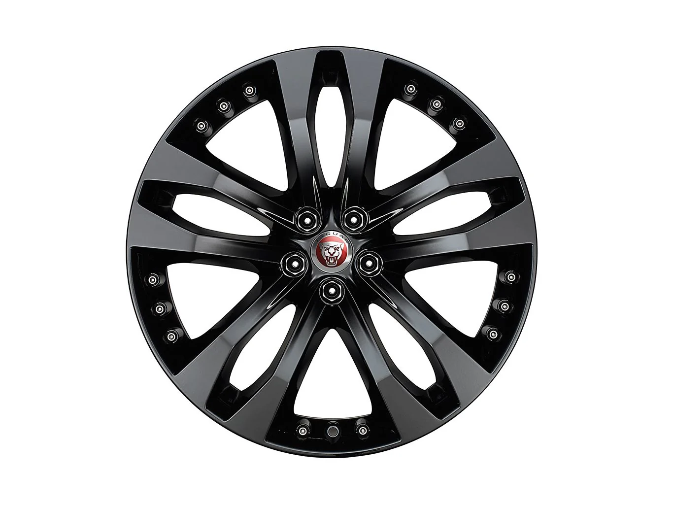 Jaguar Alloy Wheel 20" Style 5039, 5 split spoke, Gloss Black, Rear