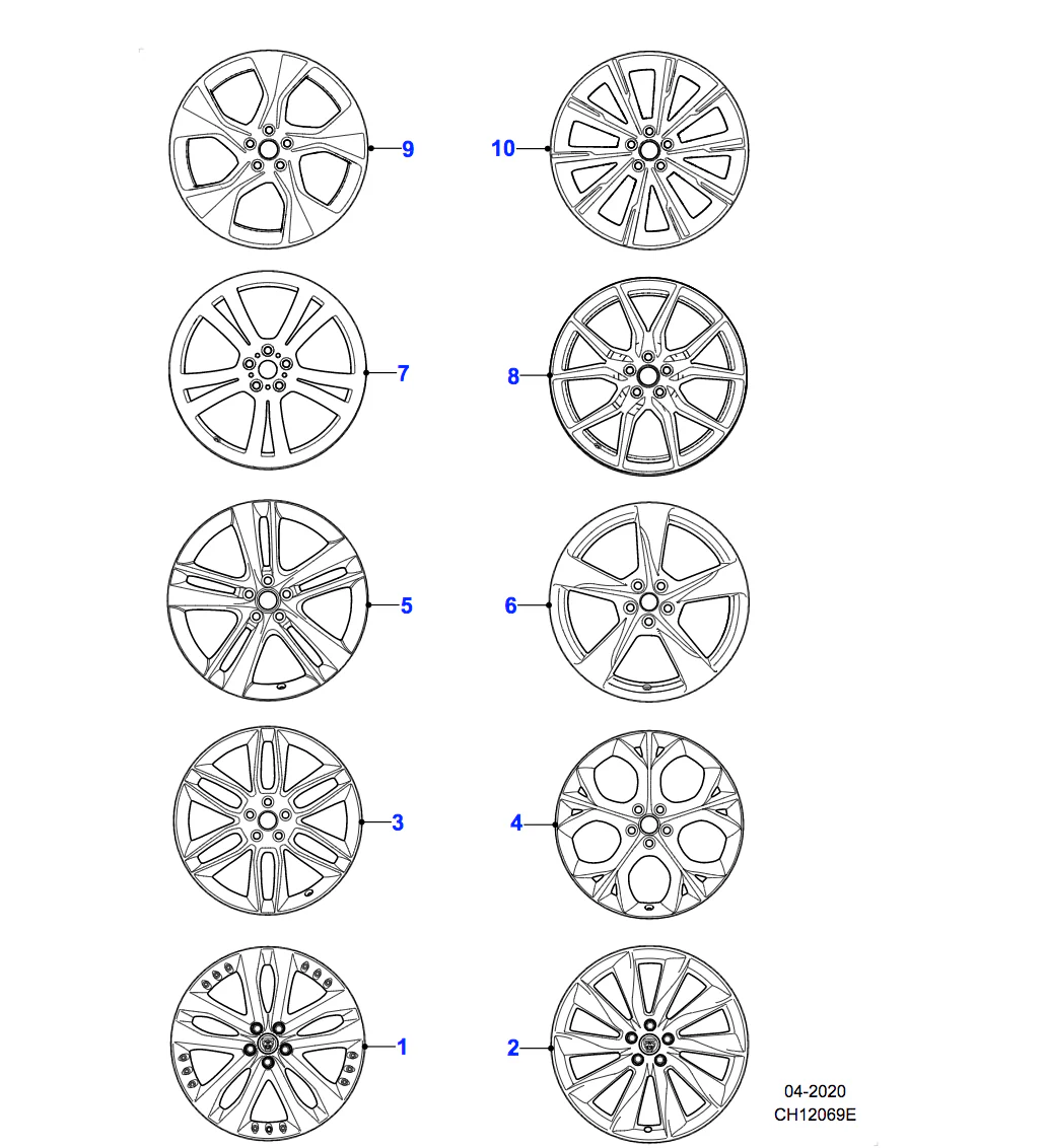 Jaguar Alloy Wheel 20" Style 5040, 5 split spoke, Grey, Rear, Pre 21MY - Image 2