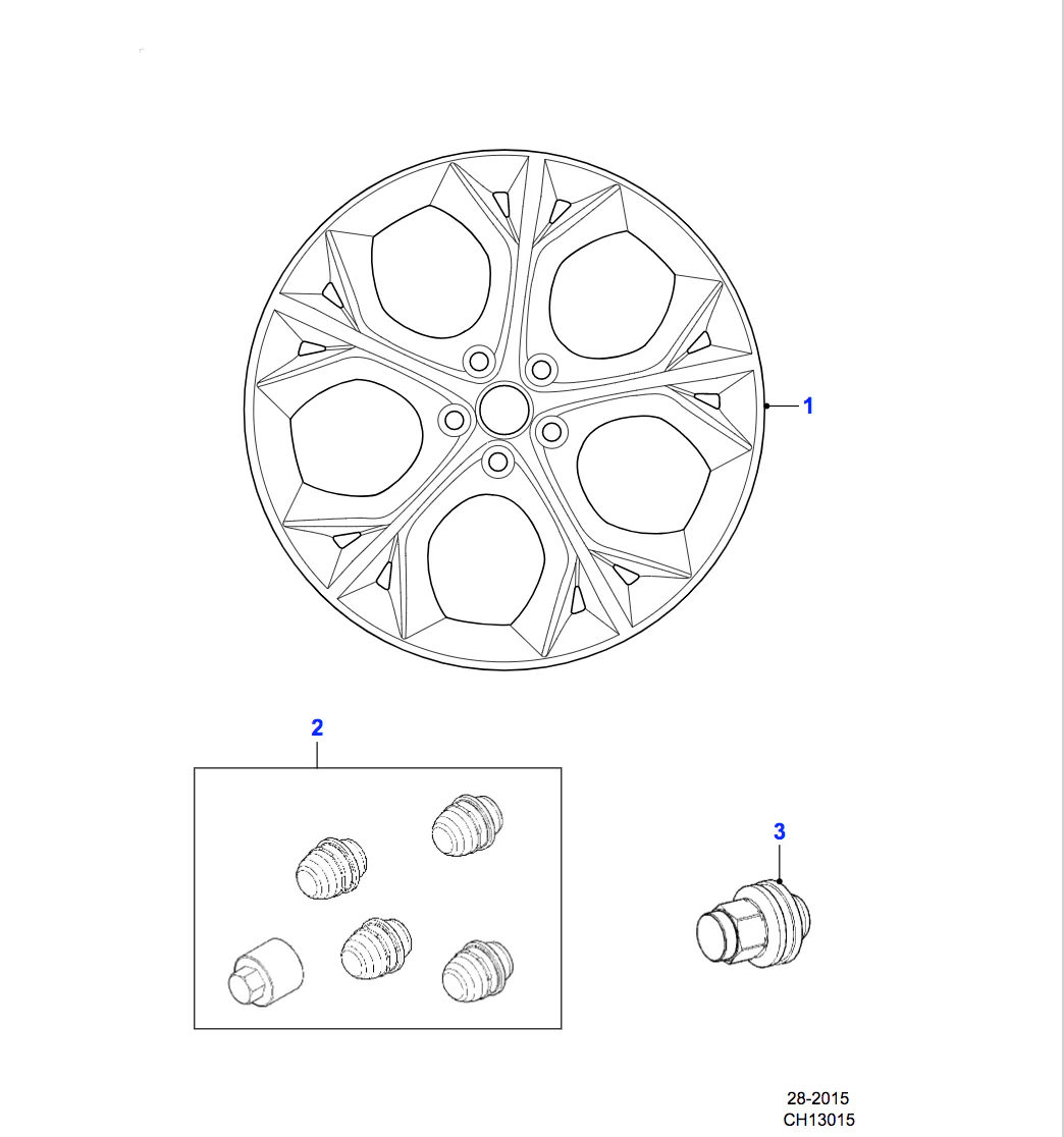 Jaguar Alloy Wheel 20" Style 5040, 5 split spoke, Metallic Black, Front, Pre 21MY - Image 2
