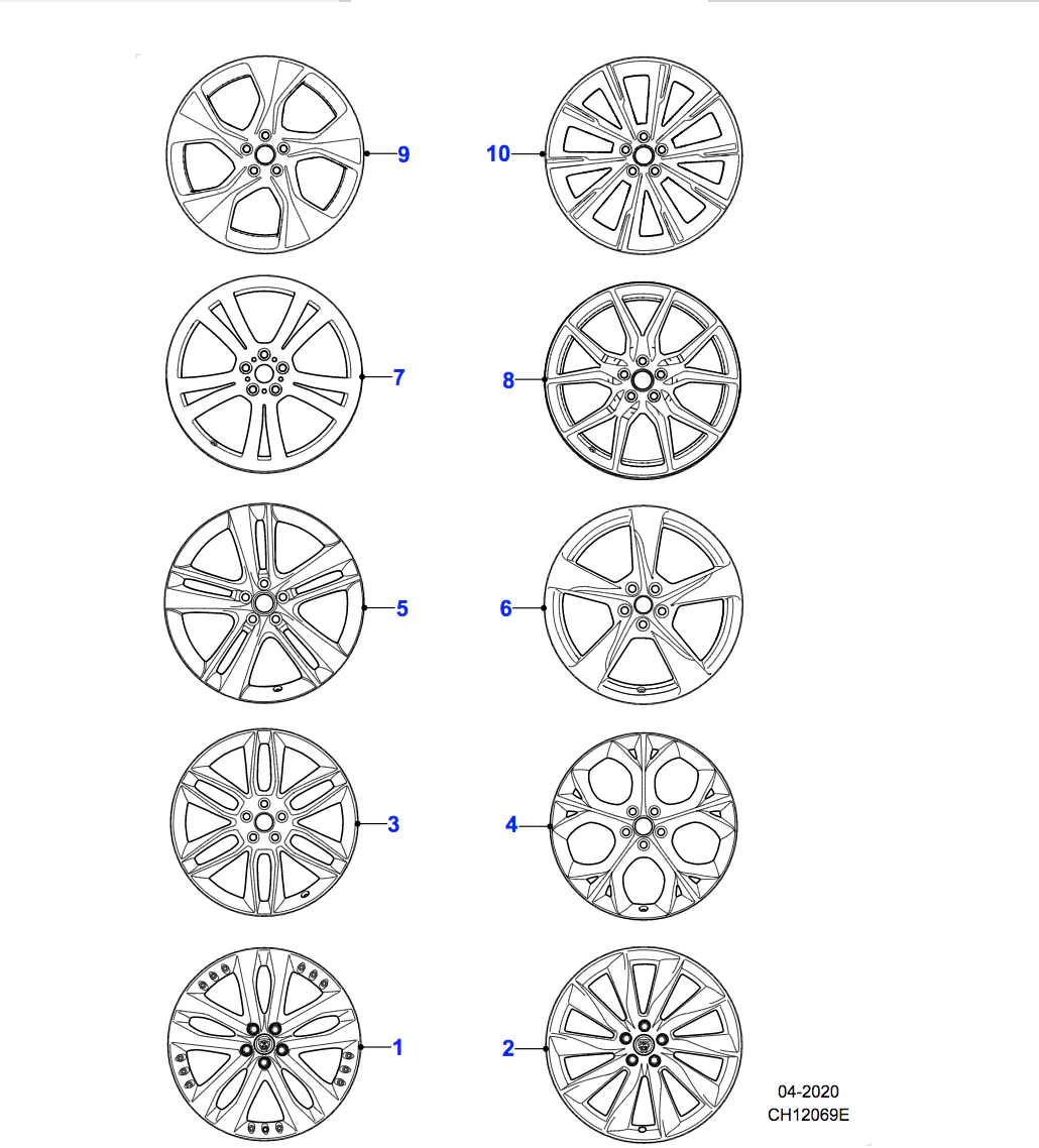 Jaguar Alloy Wheel 20" Style 5041, 5 split spoke, Front - Image 2