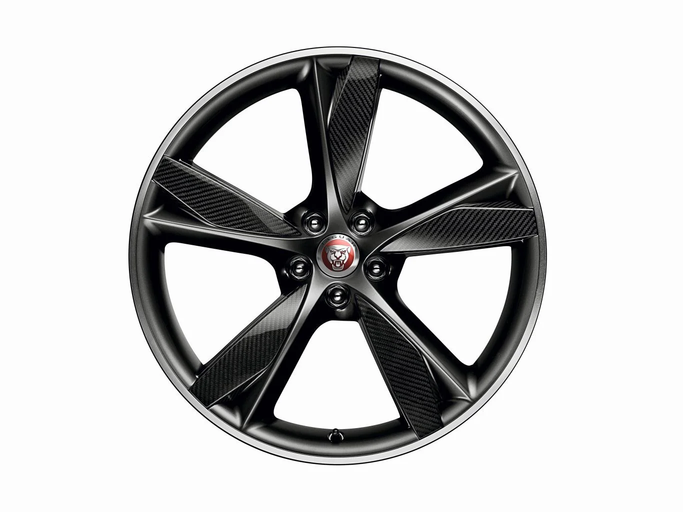 Jaguar Alloy Wheel 20" Style 5042, 5 spoke, Forged, Carbon Fibre and Satin Dark Grey Diamond Turned finish, Front