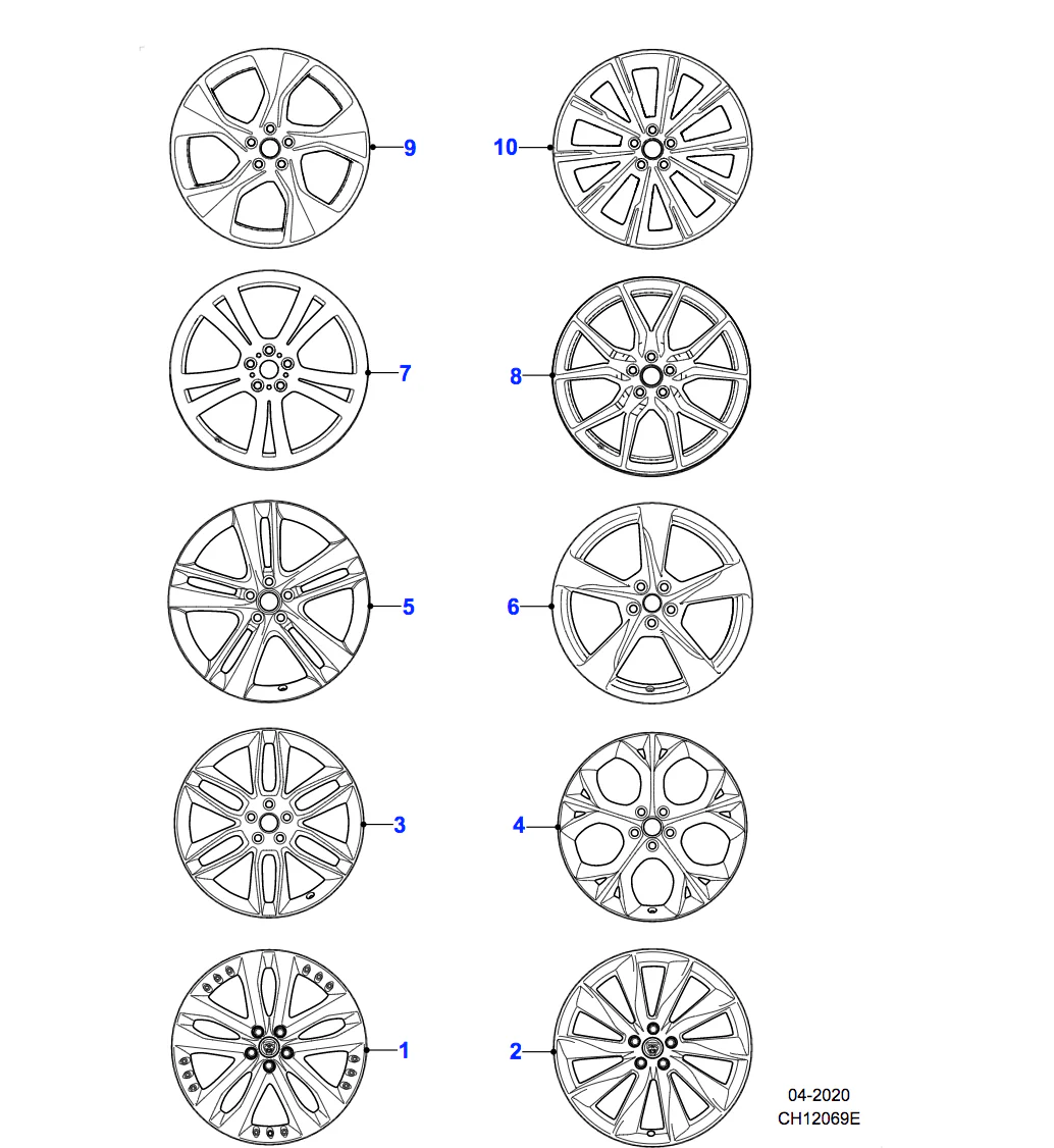 Jaguar Alloy Wheel 20" Style 6003, 6 split spoke, Dark Grey Diamond Turned finish, Front - Image 2