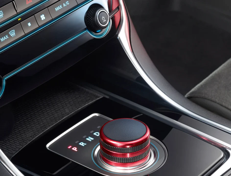 Jaguar Gear Selector Body with Rubber Grip Bezel, Red finish
