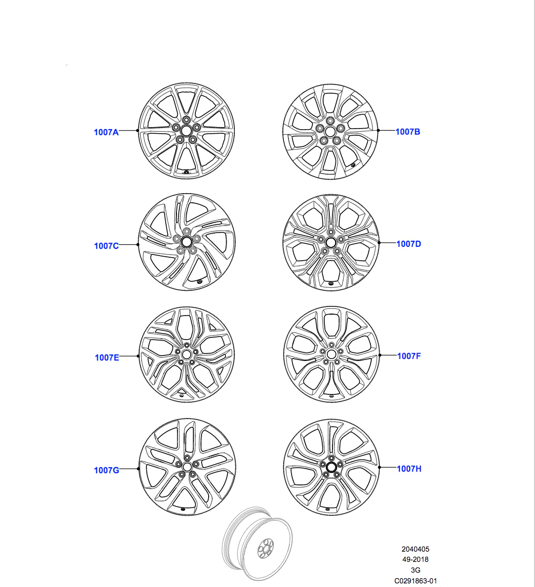 Land Rover Alloy Wheel - 20" Style 5079, 5 split - spoke, Gloss Black - Image 2