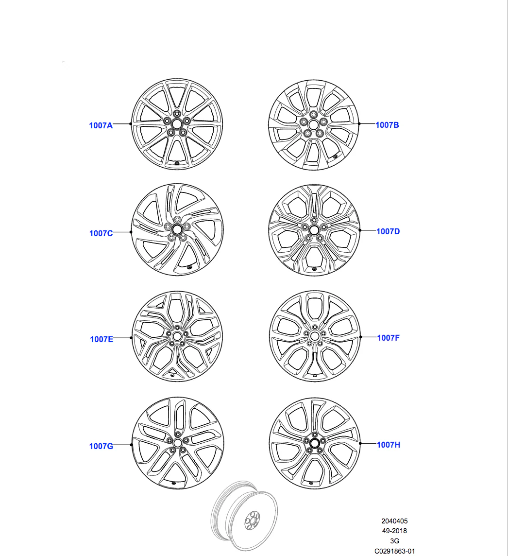 Land Rover Alloy Wheel - 20" Style 5079, 5 split - spoke, Silver - Image 2