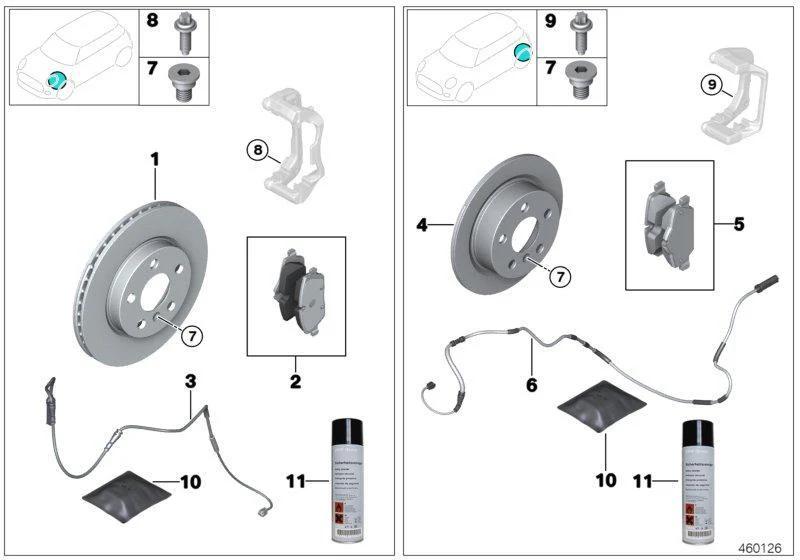 MINI Genuine Front Brake Pads Asbestos Free Set F54 F55 F56 F57