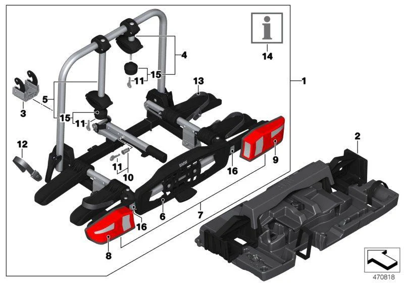 MINI Genuine Rear Bicycle Carrier Holder Compact Tray Set - Image 2