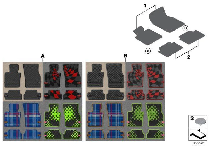 MINI Genuine Rear Textile Floor Mats Set Essential Black - Image 2