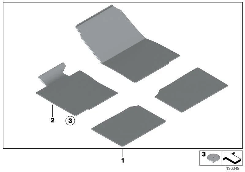 MINI Genuine Velour Floor Mats Panther Black Set Of Four R50/R53 - Image 2