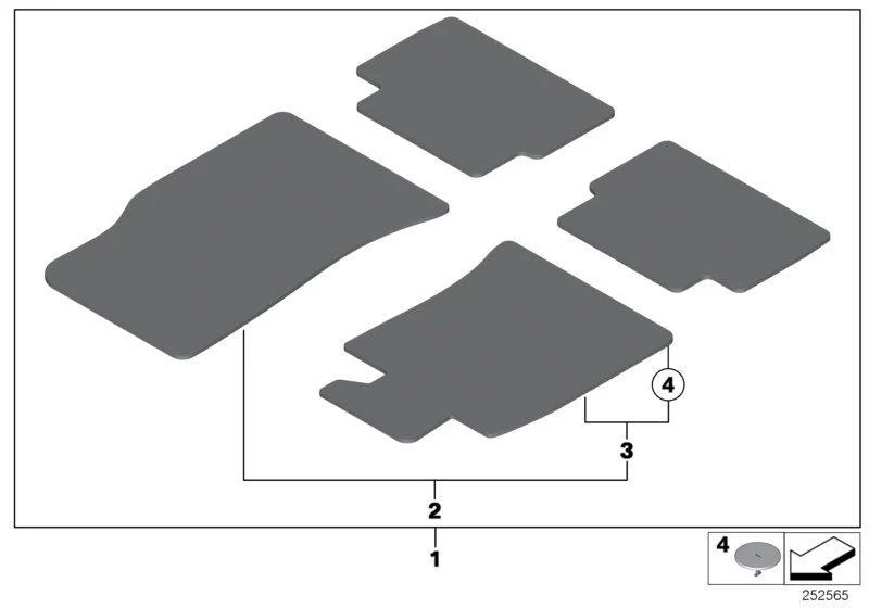 MINI Genuine Velour Floor Mats Set/Kit Carbon Black R56 - Image 2