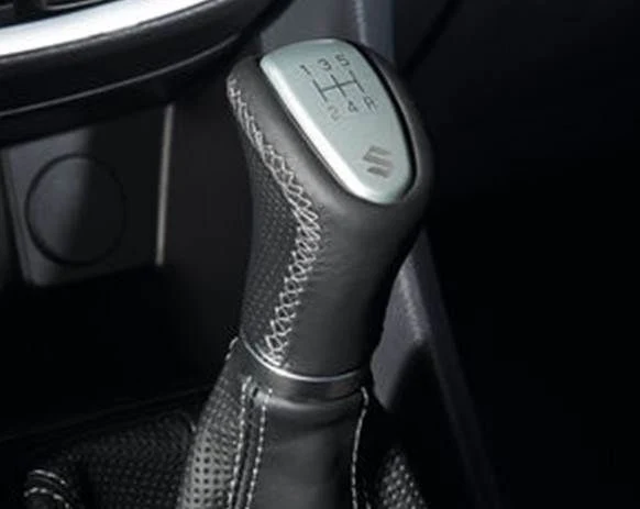 Suzuki Leather Gear Shift Knob - Black And Silver (5 speed)